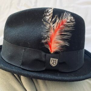 Brixton Black Fedora Hat with Red Satin Lining 100% wool